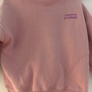 Zara Pink Crewneck Sweater with Subtle Logo